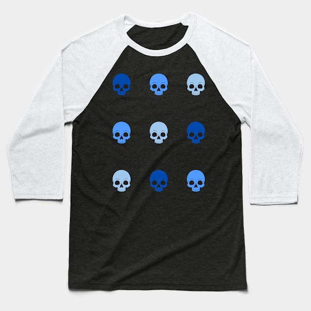 50 shades of blue skulls Baseball T-Shirt by Kahytal